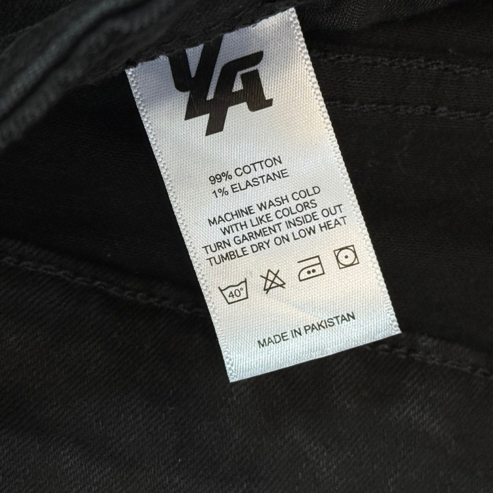 YoungLA Mens Distressed Skinny Jeans Black Faded Ankle Zip Denim 34 x 32 - Picture 4 of 11